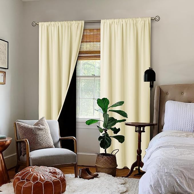 BGment Cream Blackout Curtains for Living Room 95 Inch Long 2 Panels Set - Image 2