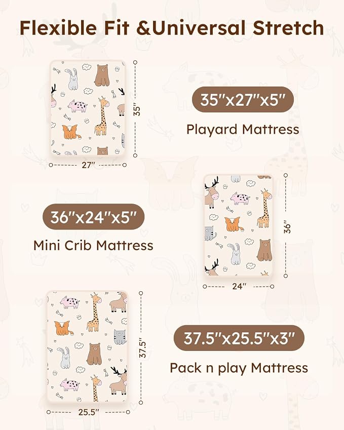 Pack and Play Sheets Fitted 3 Pack, Mini Crib Sheets - Image 3