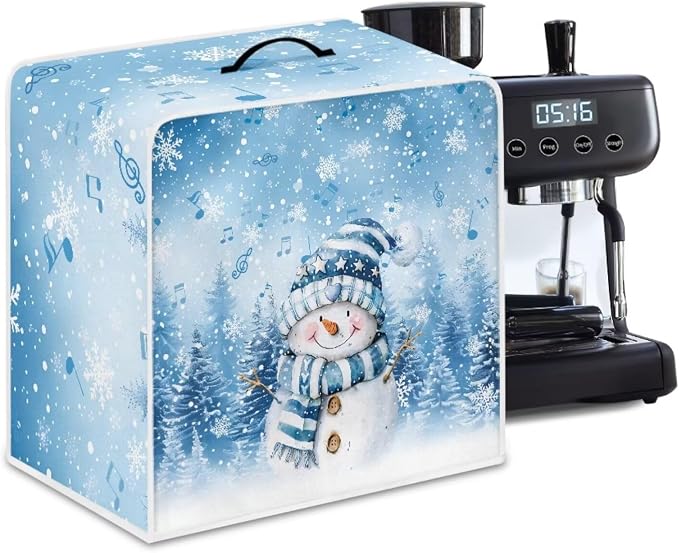 Cute Snowman Coffee Maker Cover Christmas Dustproof Coffee Machine Protection by Unknown