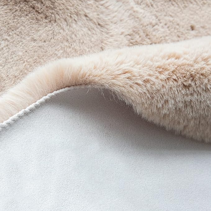 Light Brown Beige Plush Washable Fluffy Area Rugs - Image 4