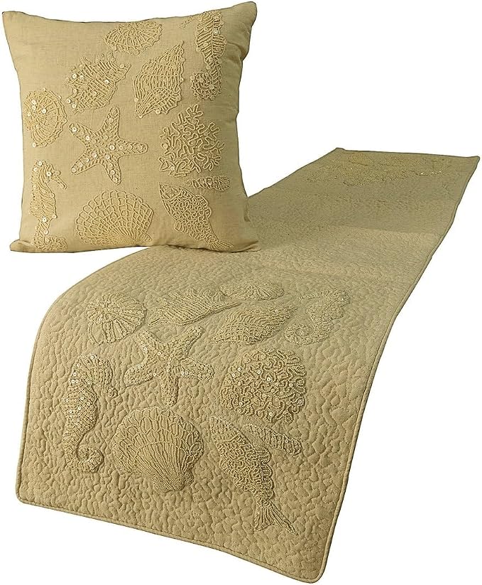 The HomeCentric King Queen Twin Beige Handmade King 90"x18" Bed Runner by TheHomeCentric