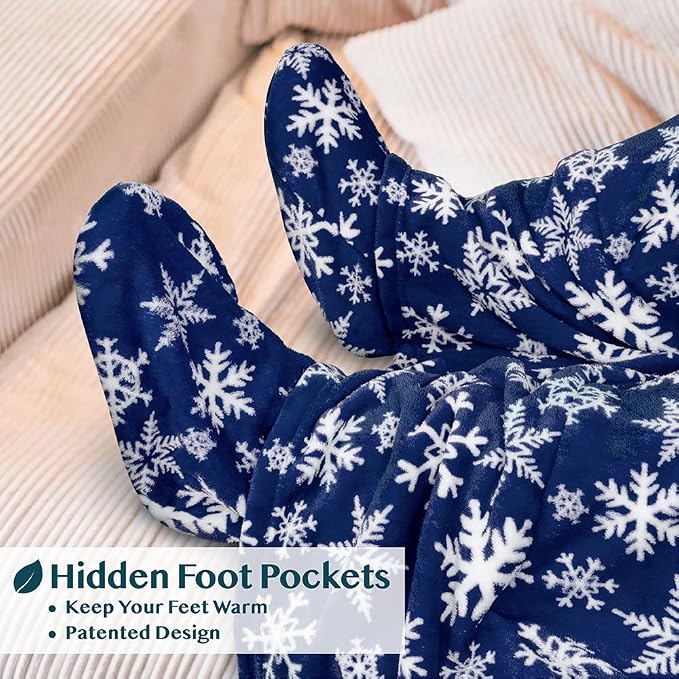 PAVILIA Fleece Blanket with Sleeves, Foot Pockets - Image 2