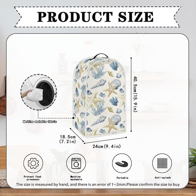 Talayituse Starfish Conch Coral Print Blender Dust Cover, Fingerprint - Image 6