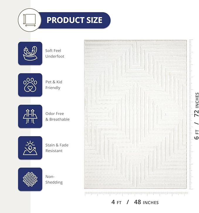 Abani Neutral Cream Area Rug 5' x 8' - Image 2