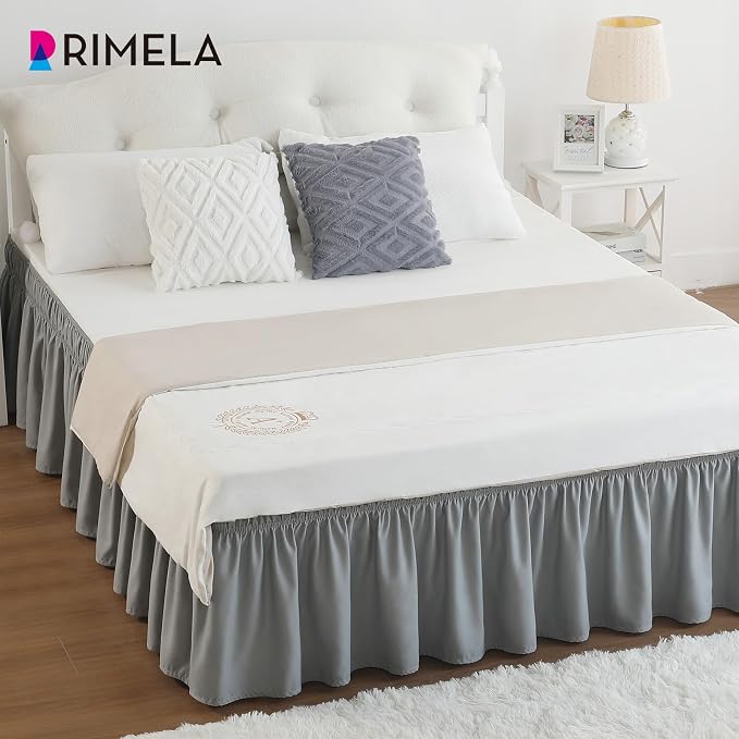 RIMELA Gray King Size Bed Skirt 25 Inch Drop, Elastic Bed Skirts Cal King Dust - Image 7
