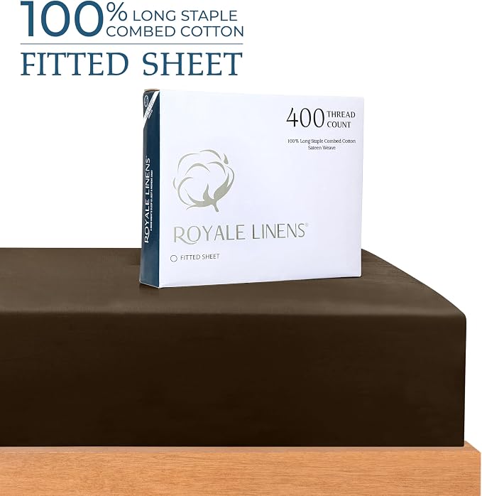 Royale Linens 400 Thread Count 100% American Grown Cotton Fitted Sheet Queen - Image 2