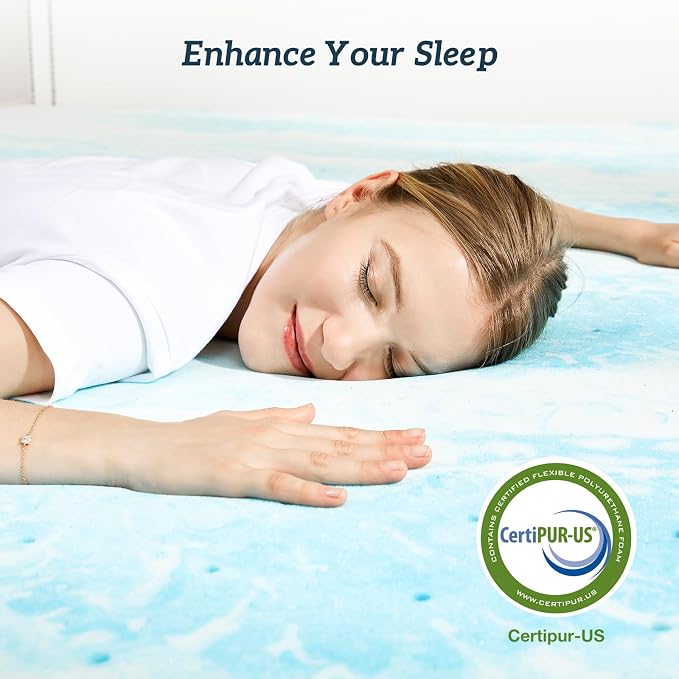 Sweetcrispy Memory Foam Mattress Topper Twin, 2 Inch Thick Gel Infused Cooling - Image 5