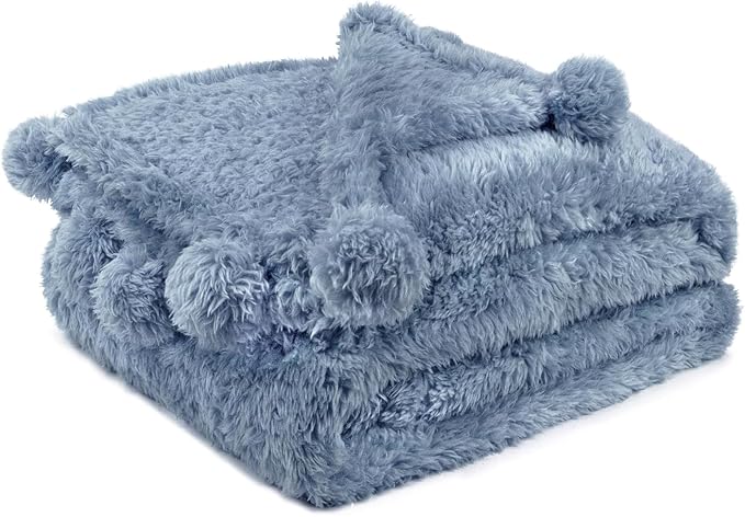 PAVILIA Blue Sherpa Throw Blanket - Image 7
