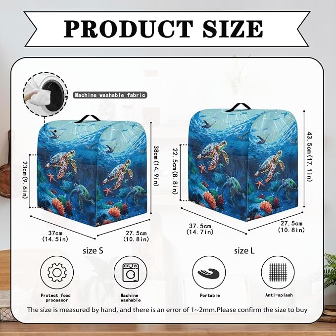 Sea Turtle Mixer Cover 6-8 Qt Stand Mixer Kitchen Aid Covers Counter Food - Image 6