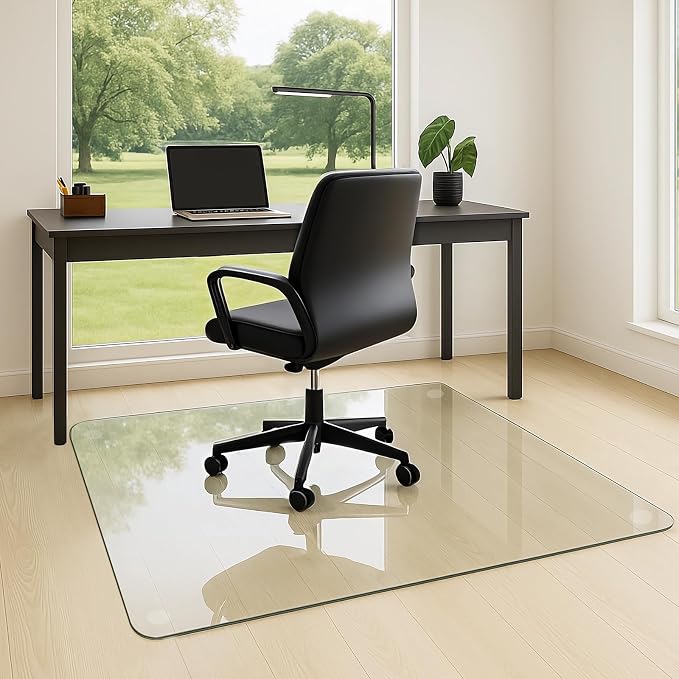 Tempered Glass Chair Mat, 1/5" Thick Clear Floor Mat by Unknown