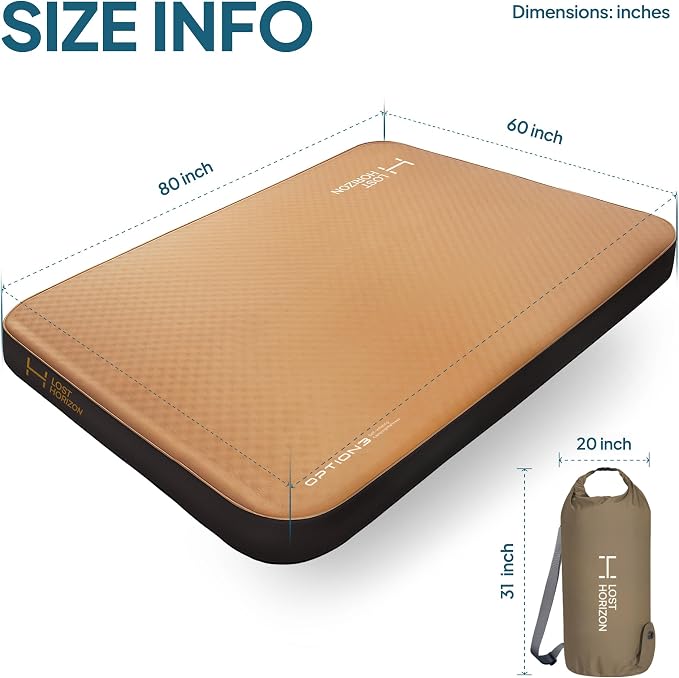 LOSTHORIZON Air & Foam Camping Mattress, Self-Inflating Sleeping Pad, 4.5" Thick - Image 6