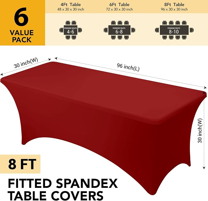6-Pack Premium Red Spandex Tablecloths - Image 6