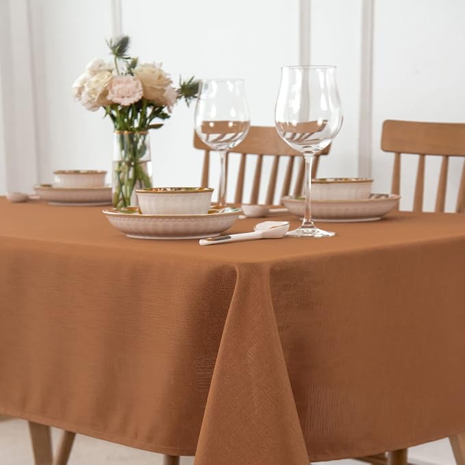 maxmill Fall Tablecloth Waterproof Spillproof Wrinkle Resistant Soft Linen - Image 2