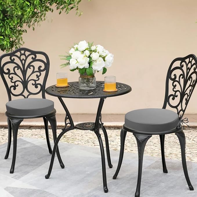 idee-home Outdoor Bistro Chair Cushions, 15”x15”x 3” Thick Outdoor Round Seat - Image 7