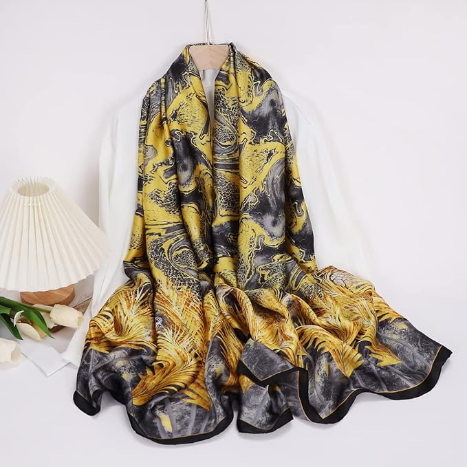 Fashion Scarves Scarf 100% Silk Feeling Scarf Silk Like Scarves Long - Image 2