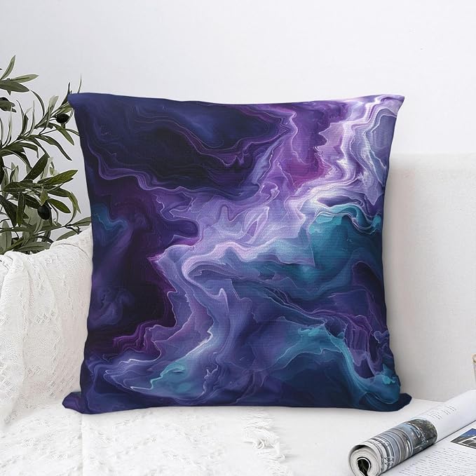 Purple Teal Turquoise Galaxy Nebulous 20x20 inches Throw Pillow Covers Cozy - Image 3