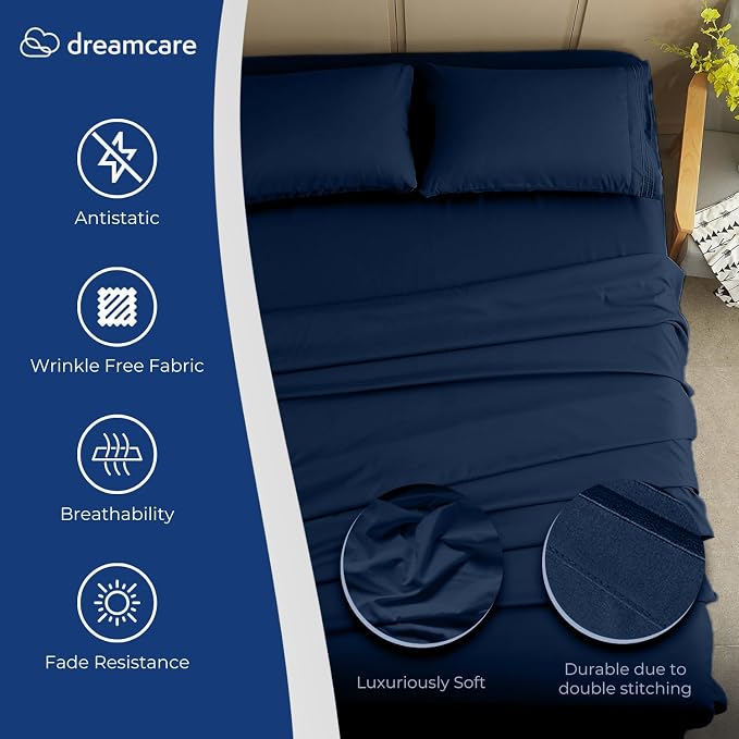 DREAMCARE King Size Sheets Set – 4 pcs Cooling Sheets – up to 21” Deep Pocket - Image 2