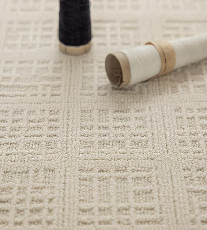 jxgzyy Beige Area Rug, 0.36'' Thick Low Pile Textured Rug, Modern Aesthetic - Image 6