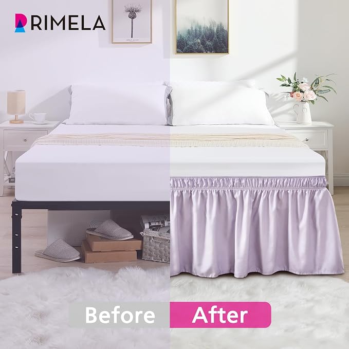 RIMELA Lavender Purple Bed Skirt King Size 18 Inch Drop, Wrap Around Elastic - Image 5