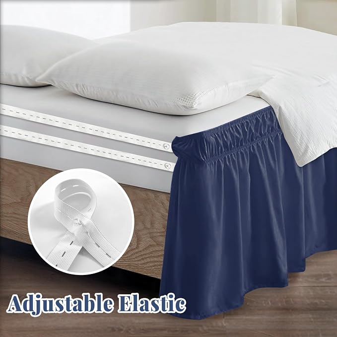 Full Bed Skirt, Elastic Wrap Around Bed Skirt Full Size, Bed Skirts - Image 4
