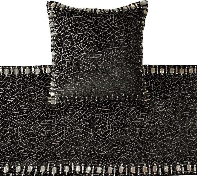The HomeCentric King/Queen/Twin Black Decorative Twin 53"x18" Bed Runner - Image 2