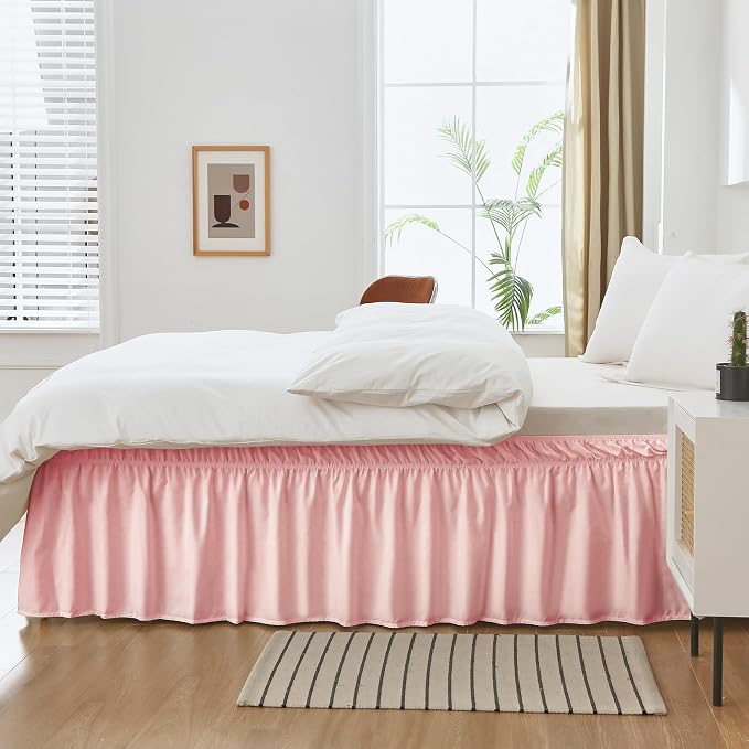 MEILA Wrap Around Bed Skirt Three Fabric Sides Elastic Dust Ruffled 18 Inch - Image 4
