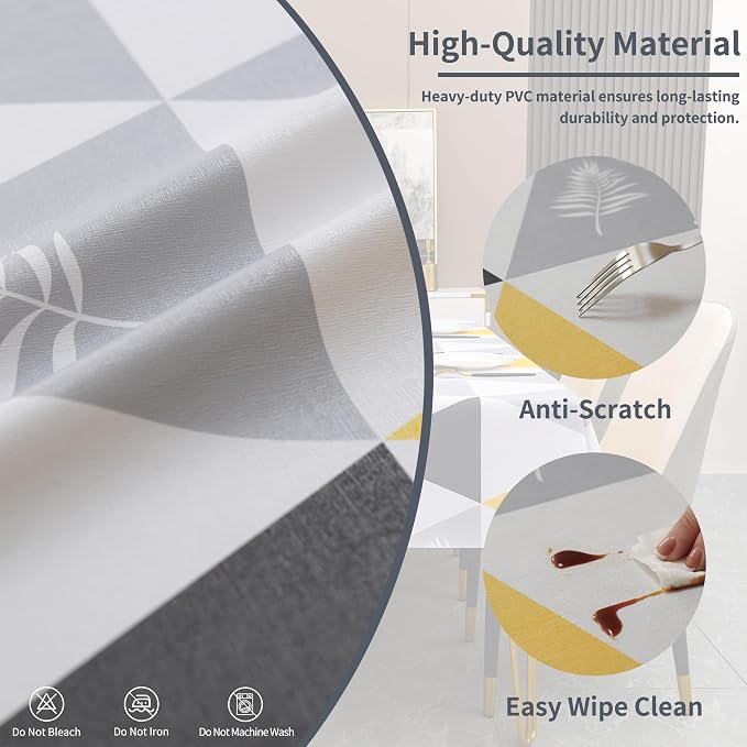Rectangle Table Cloth, 100% Waterproof Tablecloth Oil Proof Spill Proof Vinyl - Image 3