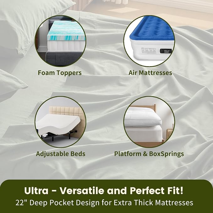 100% Linen Sheet Set Cal King Size Extra Deep Pocket Fits 18-24 Inch Mattress - Image 3