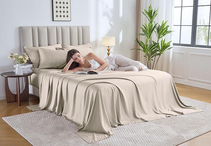 Pure Bamboo Twin Sheets, Genuine 100% Organic Viscose Derived from Bamboo Bed - Image 2