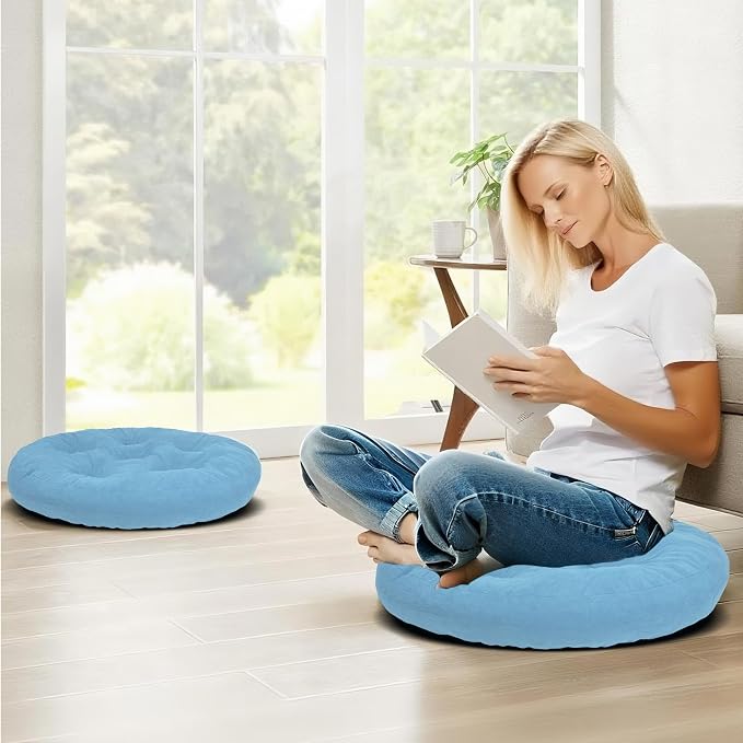 Meditation Floor Pillow Set of 2, Round Large Pillows Seating - Image 3