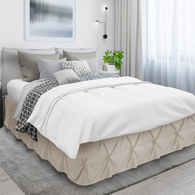 Nestl Linen Bed Skirt Twin Size, Pinch Pleat Twin Bed Skirt, Hotel Quality - Image 3