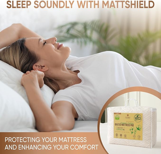 Luxury Quilted Organic Cotton Mattress Protector California King - Image 6