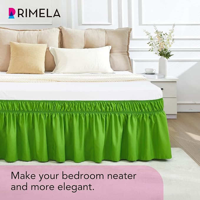 RIMELA Green Bed Skirt King Size 18 Inch Drop, Elastic Bed Skirting - Image 6