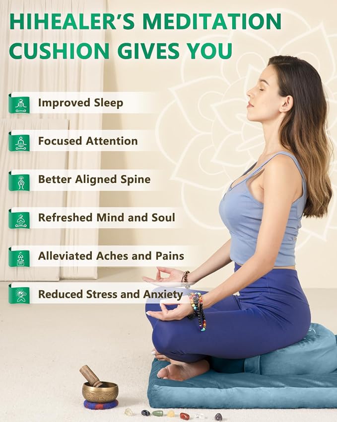 Hihealer Meditation Cushion Set Large Velvet Floor Pillow & Traditional Tibetan - Image 4
