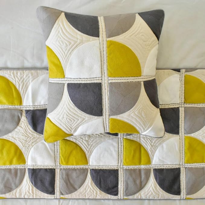 The HomeCentric King/Queen/Twin Yellow & Grey Luxury Twin 53"x18" Bed Runner - Image 2