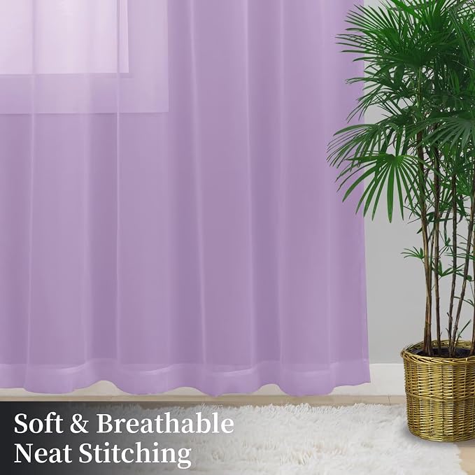 Sheer Curtains 54 Inches Long 2 Panels, Rod Pocket Short Curtain - Image 8