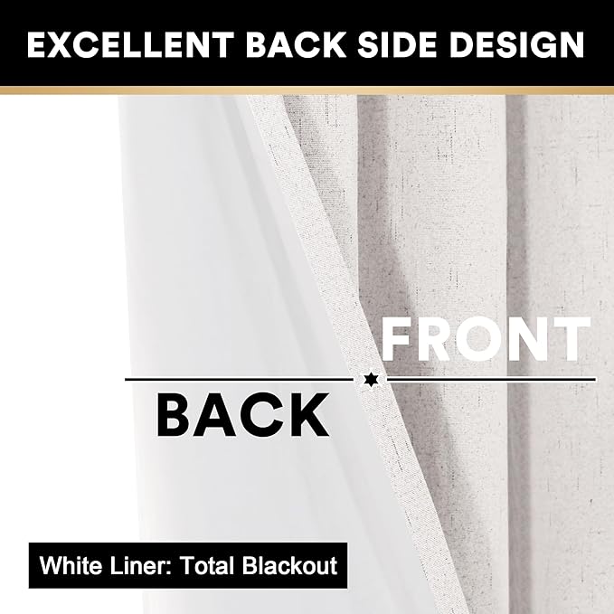 PrinceDeco Blackout Curtains 108 Inches Long Solid Thermal Insulated - Image 4
