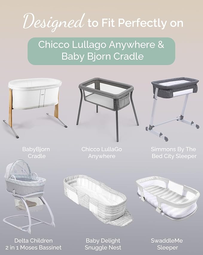 Bassinet Sheets 20x30 Inch for Graco Travel Lite Crib, Sense2Snooze, My View 4 - Image 2