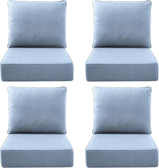 Luxury Outdoor Seat Cushion Set-22 x 24 x 6 Inch Outdoor Chair Cushions by NatureComfyOutdoorFurniture