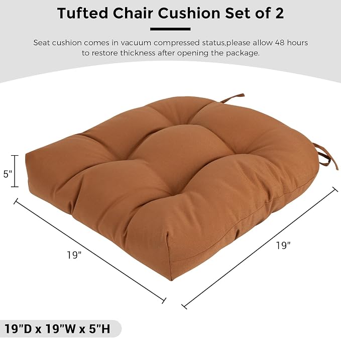 Outdoor Chair Cushions 19 x19 Inch, Water Resistant Tufted Seat Cushions 19" - Image 3