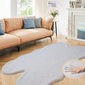 Grey Faux Rabbit Washable Furry Fur Area Rugs by ORINOVA
