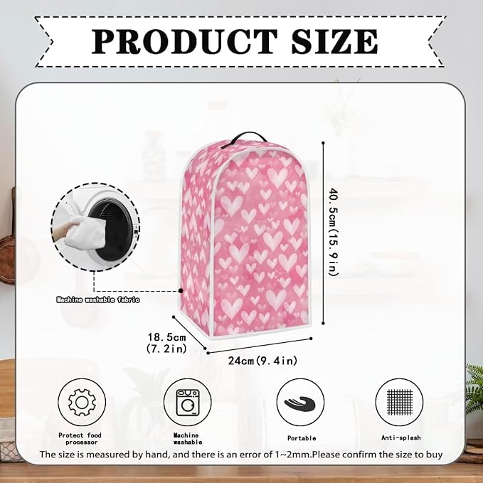 Talayituse Pink Love Heart Print Blender Dust Cover, Fingerprint Protection - Image 6