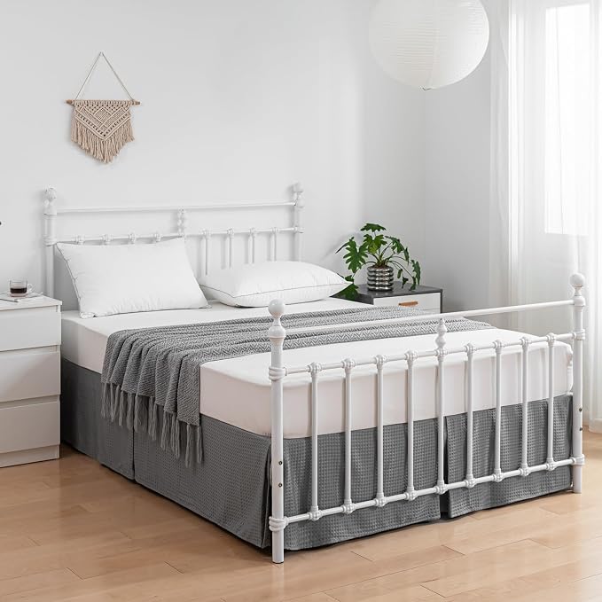 Bed Skirt King Size, Pleated Waffle Weave Bed Skirt - Image 6
