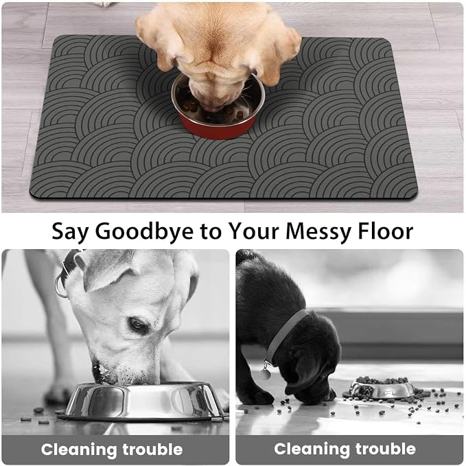 Dog Food Mat for Floors, Absorbent and Quick-Drying Pet Cat Food Mat, - Image 2