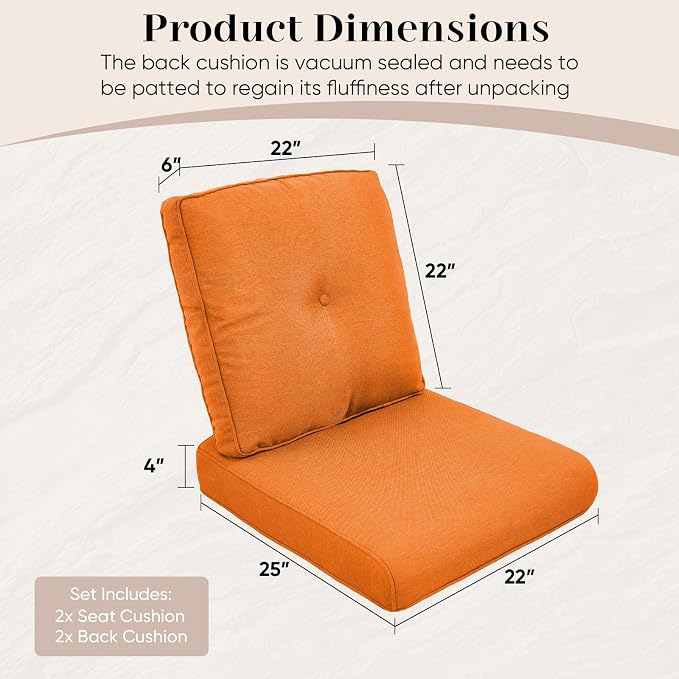 Outdoor Chair Cushions-Patio Chair Cushions Set of 2 - Image 7