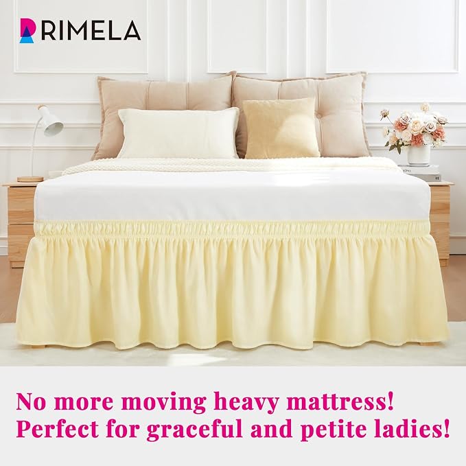 RIMELA Bed Skirt Queen Size 15 Inch Drop, Wrap Around Elastic Bedskirt Solid - Image 3