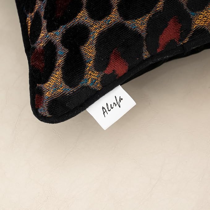 Alerfa Black Floral Throw Pillow Cover 20 x 20 Inch Cut Velvet Sqaure Luxury - Image 8
