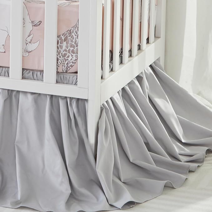 Brandream Crib Bed Skirt for Baby Girls Boys Gray Boho Bohemian Neutral Solid by Brandream