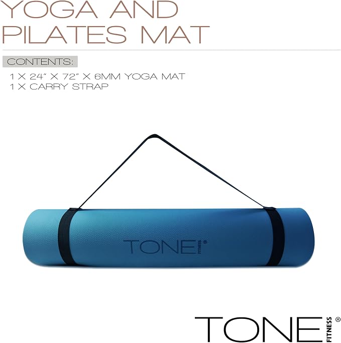 TONE Fitness Yoga Mat 1/4" Thick Non Slip Exercise & Pilates Mat - Image 3