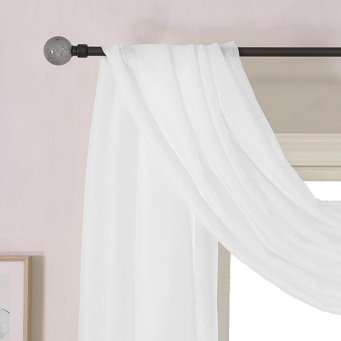 DONREN White Sheer Window Scarf Valance - Image 4
